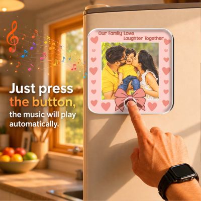 Family Photo Personalized Musical Fridge Magnet  Playable Music Feature | Rechargeable with On/Off Button Gift for Mom Dad & Family Member